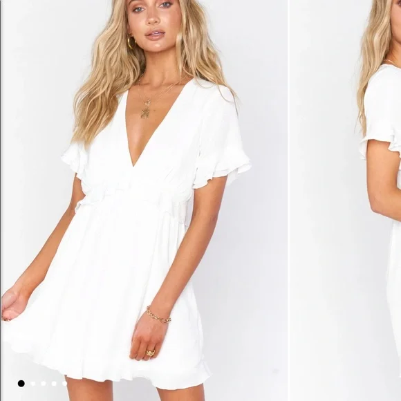 Show Me Your Mumu NWT Virginia Mini Dress White Speckle Dots Flowy - Picture 10 of 13